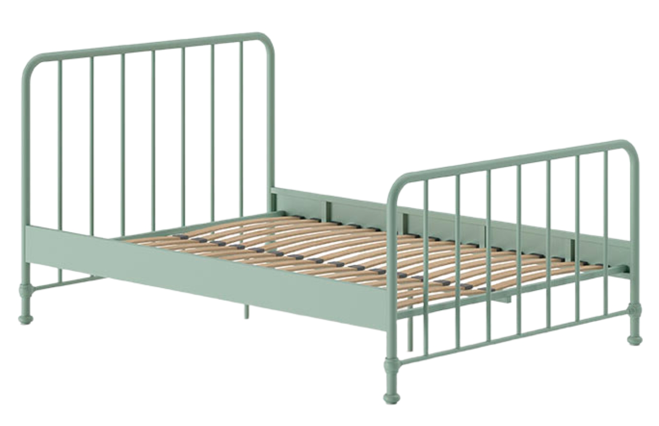 Olivově zelená kovová postel Vipack Bronxx 140 x 200 cm