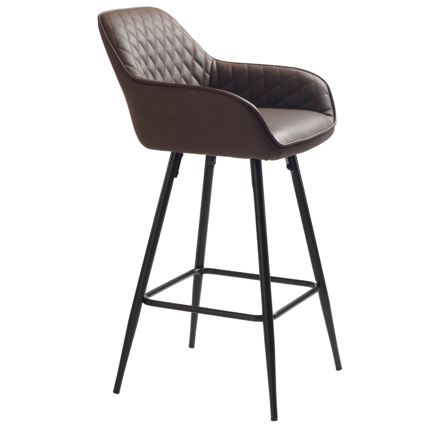 Tmavě hnědá koženková barová židle Unique Furniture Milton 67 cm