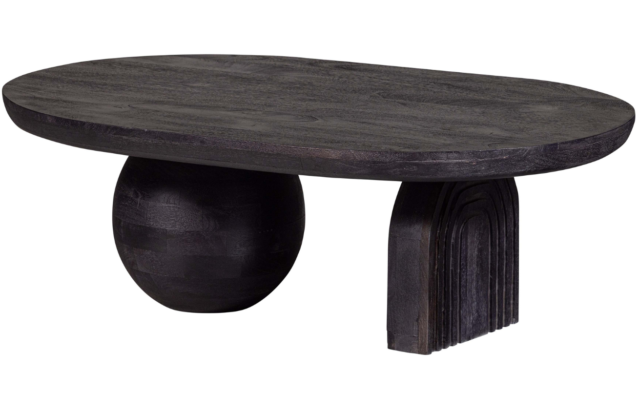 Hoorns Černý dřevěný konferenční stolek Mao 110 x 72 cm