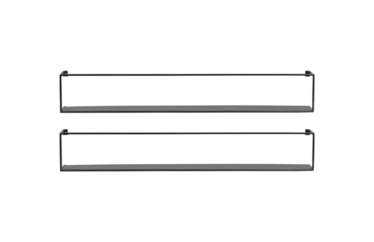 Hoorns Set dvou černých kovových polic Mirtl 100 cm