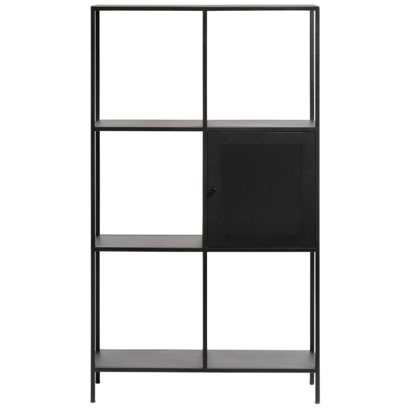 Černá kovová knihovna Unique Furniture Malibu 138 x 80 cm