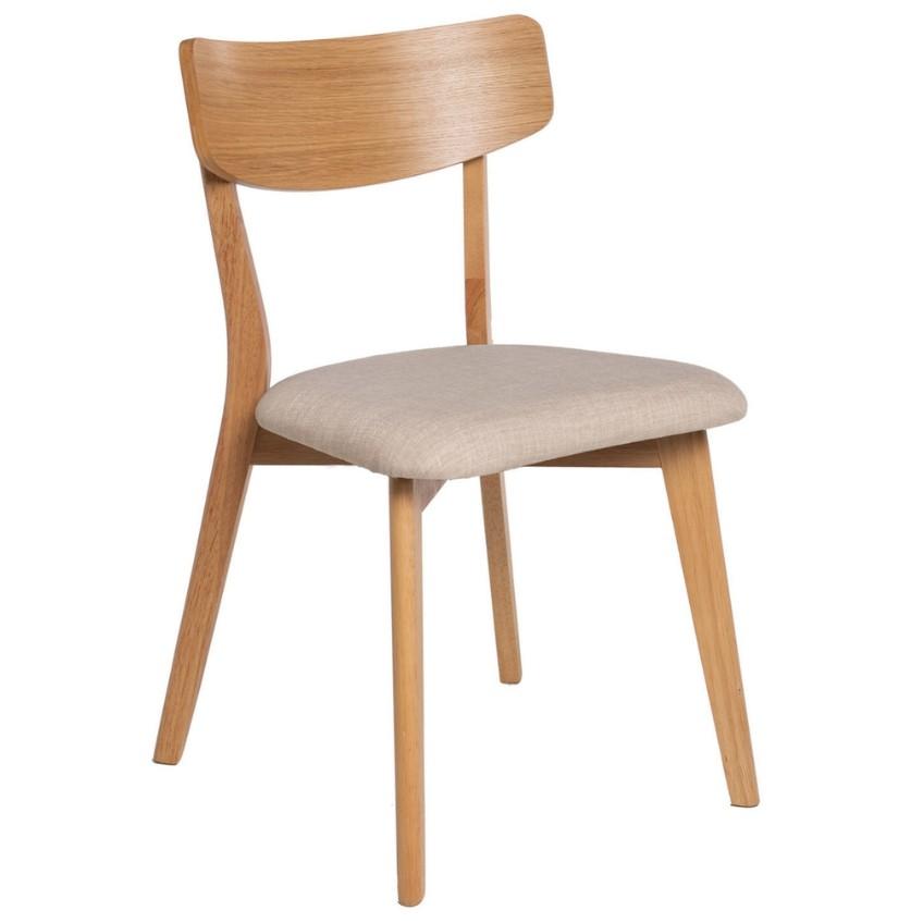 Dřevěná jídelní židle Somcasa Keira s béžovým sedákem