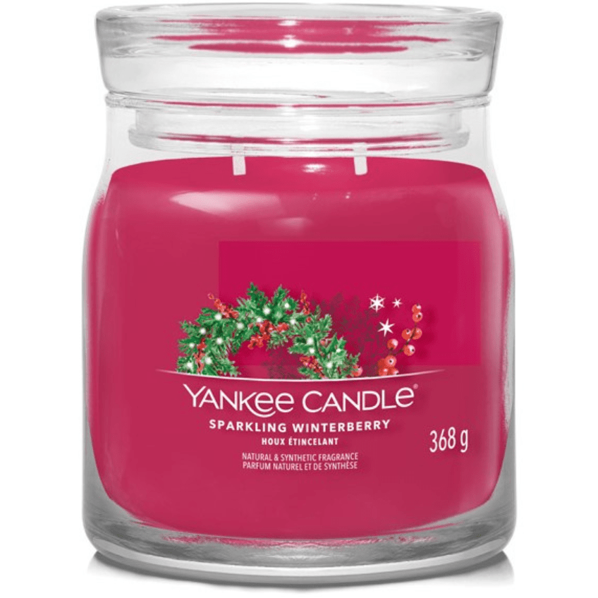 Střední vonná svíčka Yankee Candle Sparkling Winterberry Signature