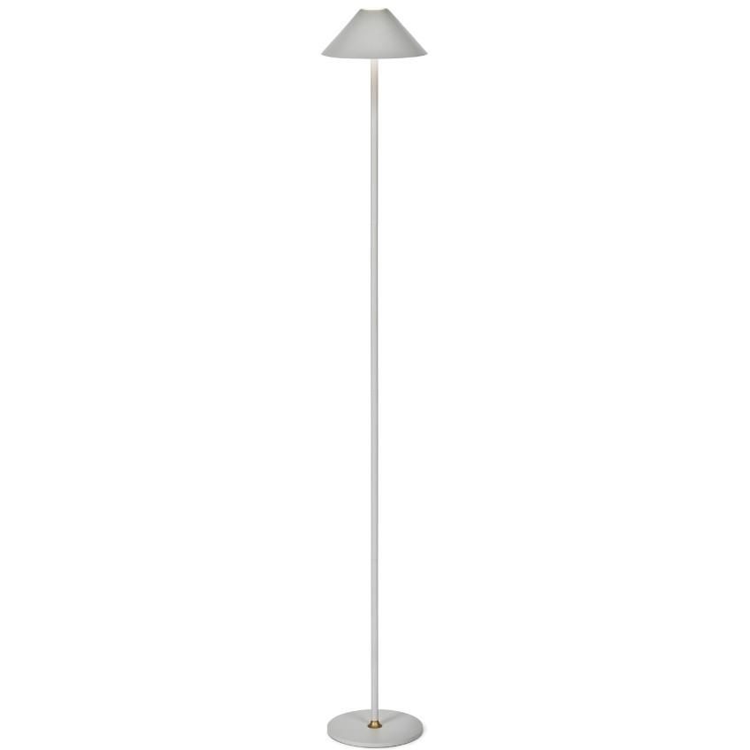 Světle šedá plastová nabíjecí stojací LED lampa Halo Design Hygge 134 cm