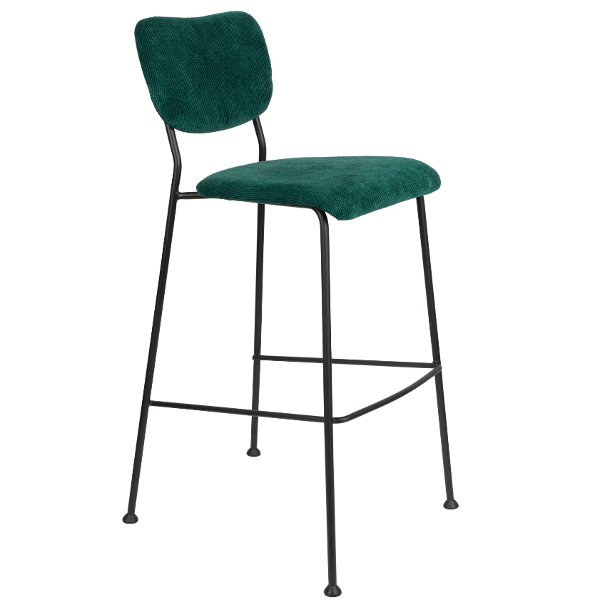 Zelená manšestrová barová židle ZUIVER BENSON 75