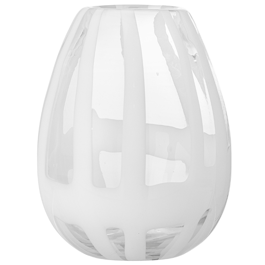 Bílá skleněná váza Bloomingville Cosmin 18 cm