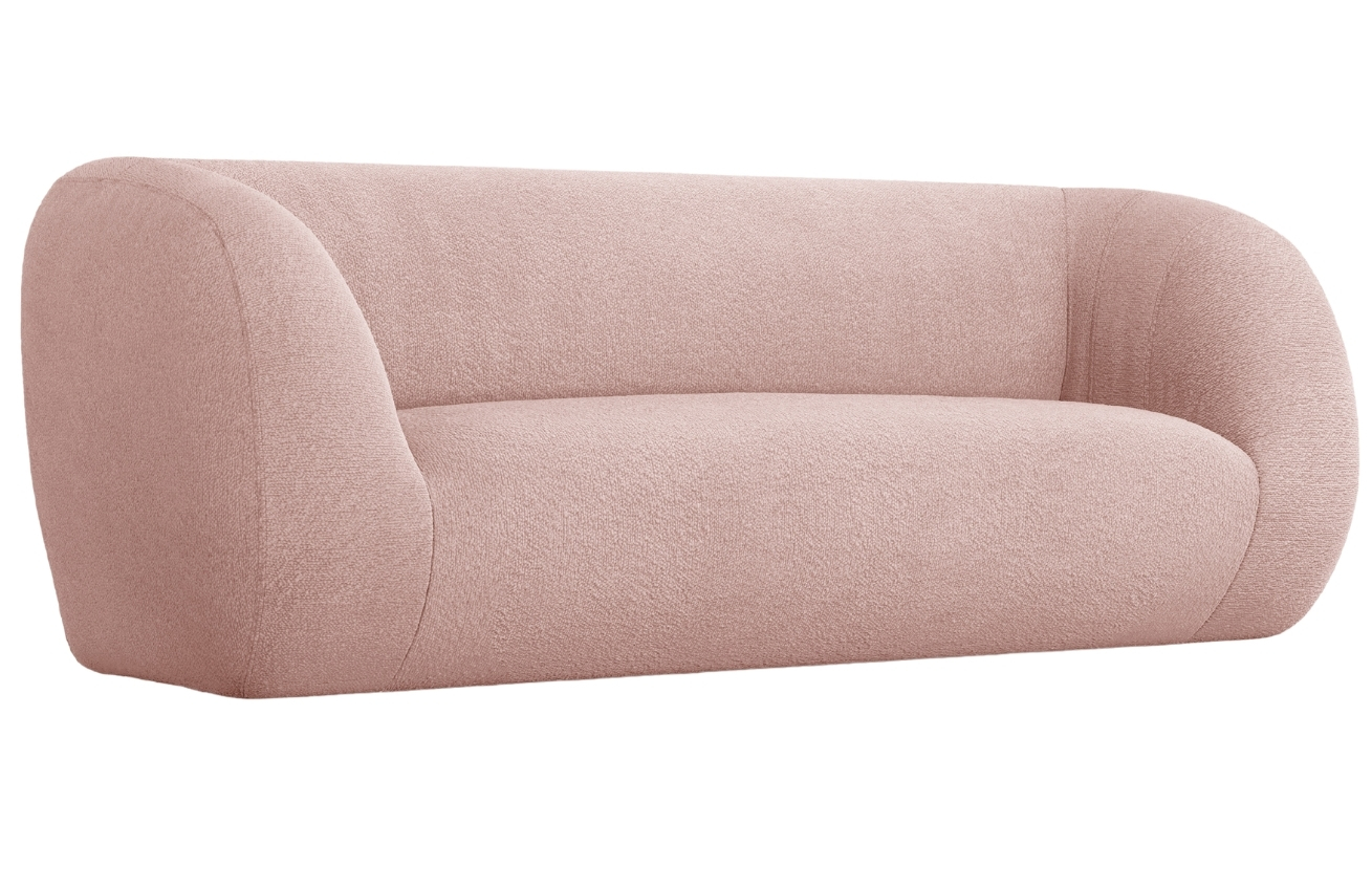 Pudrově růžová bouclé dvoumístná pohovka Cosmopolitan Design Essen 210 cm