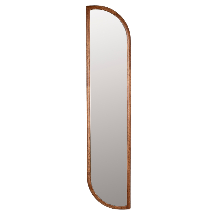 White Label Hnědé dřevěné závěsné zrcadlo WLL NYKO 120 x 28 cm