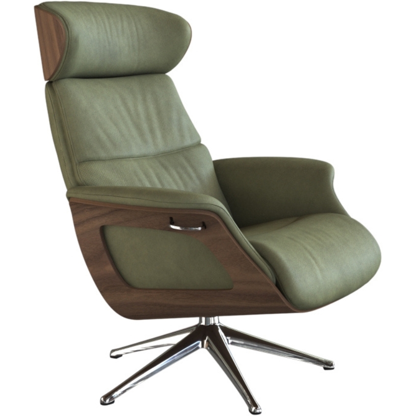 Zelené kožené lounge křeslo FLEXLUX CLEMENT MEDIUM III.