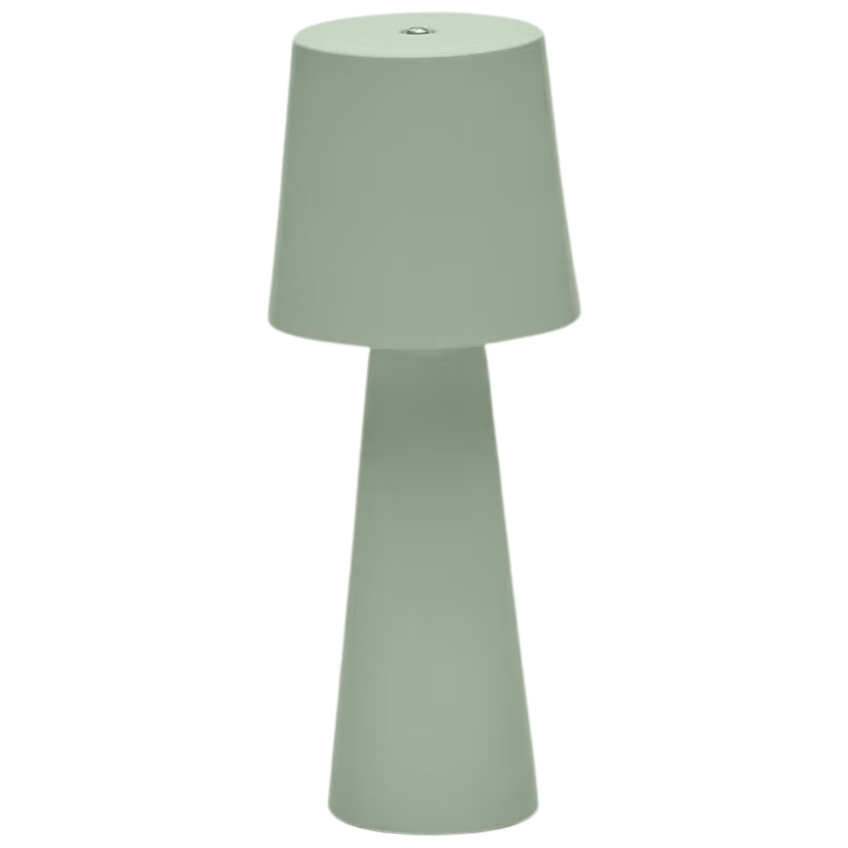Mátově zelená kovová zahradní stolní LED lampa Kave Home Arenys S