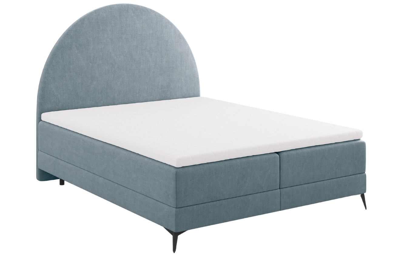 Světle modrá čalouněná dvoulůžková postel boxspring Cosmopolitan Design Sunrise 160 x 200 cm