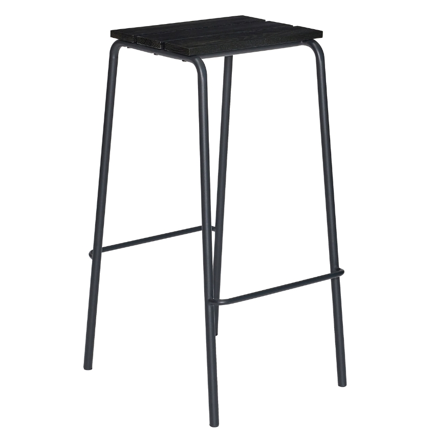 Černá dřevěná barová židle Hübsch Stilt 76 cm