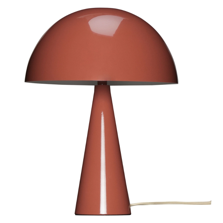 Červená kovová stolní lampa Hübsch Mush 33 cm