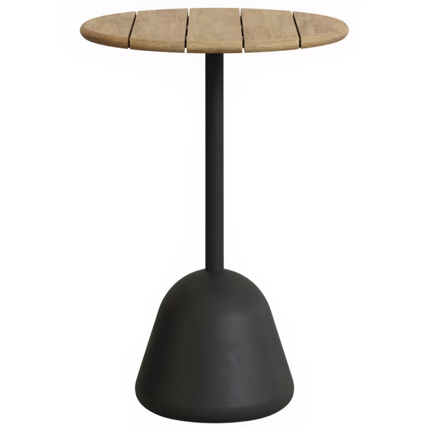 Dřevěný zahradní barový stůl Kave Home Saura 70 cm s černou podnoží