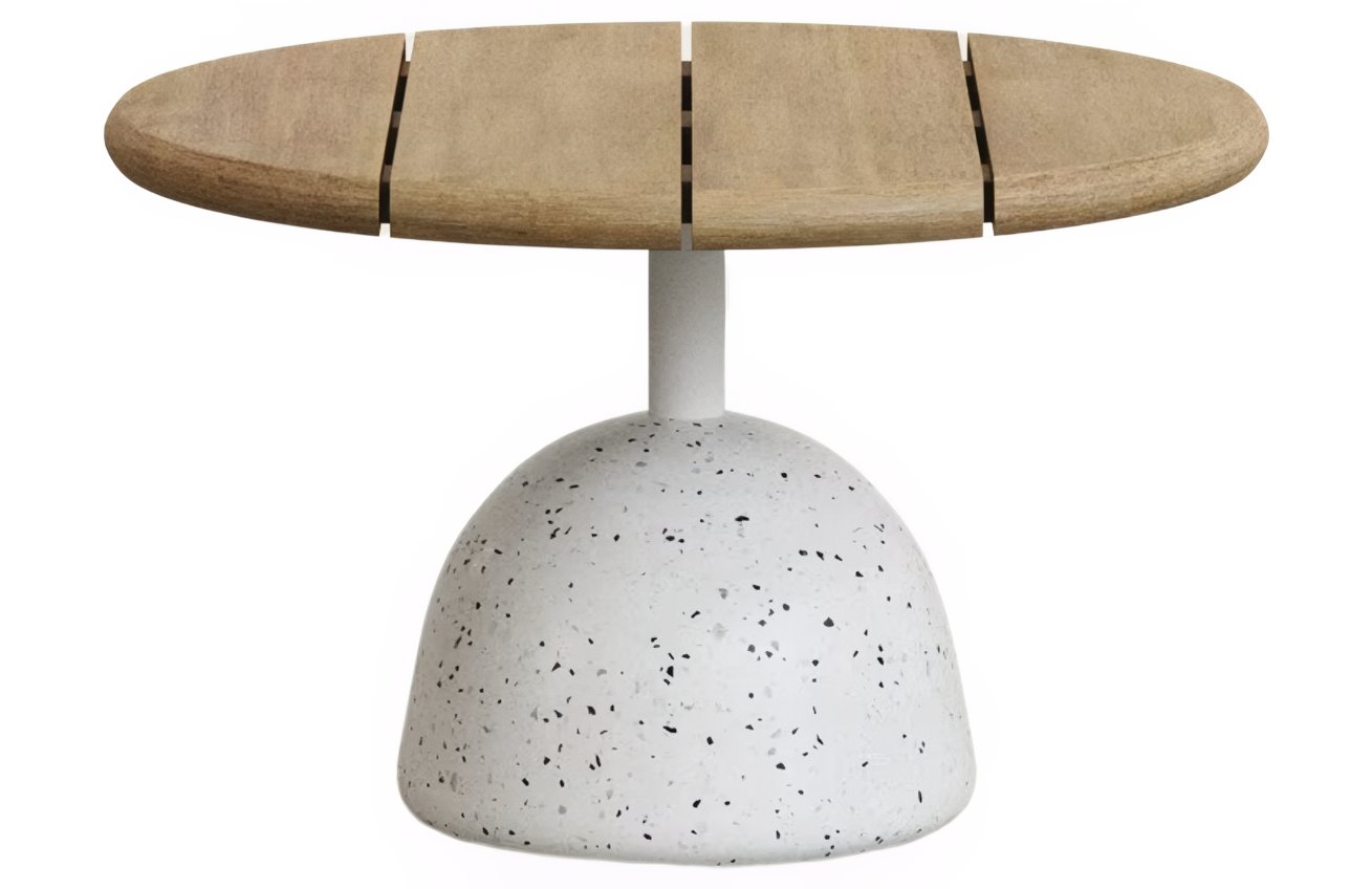 Dřevěný zahradní stolek Kave Home Saura 55 cm s bílou podnoží