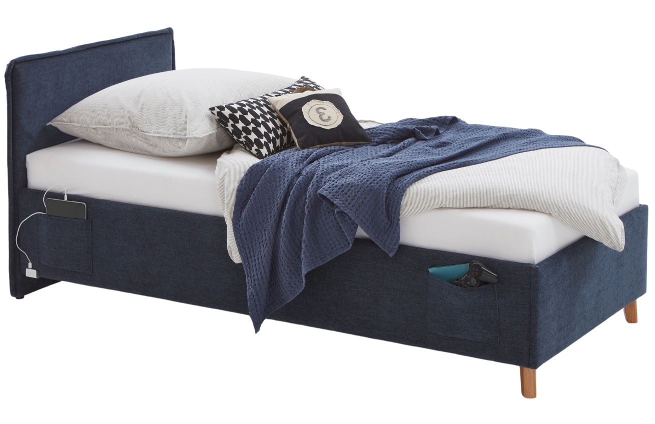 Modrá čalouněná postel Meise Möbel Fun 120 x 200 cm