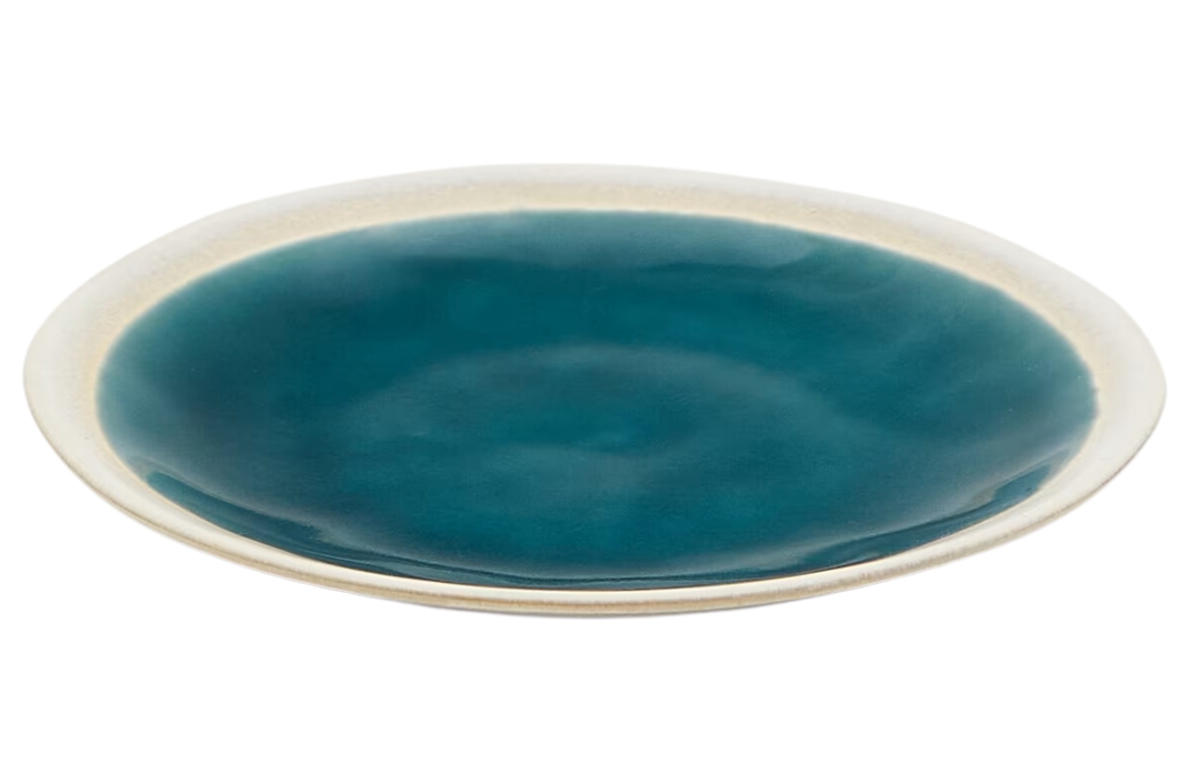 Modro-bílý keramický dezertní talíř Kave Home Sanet 23 cm