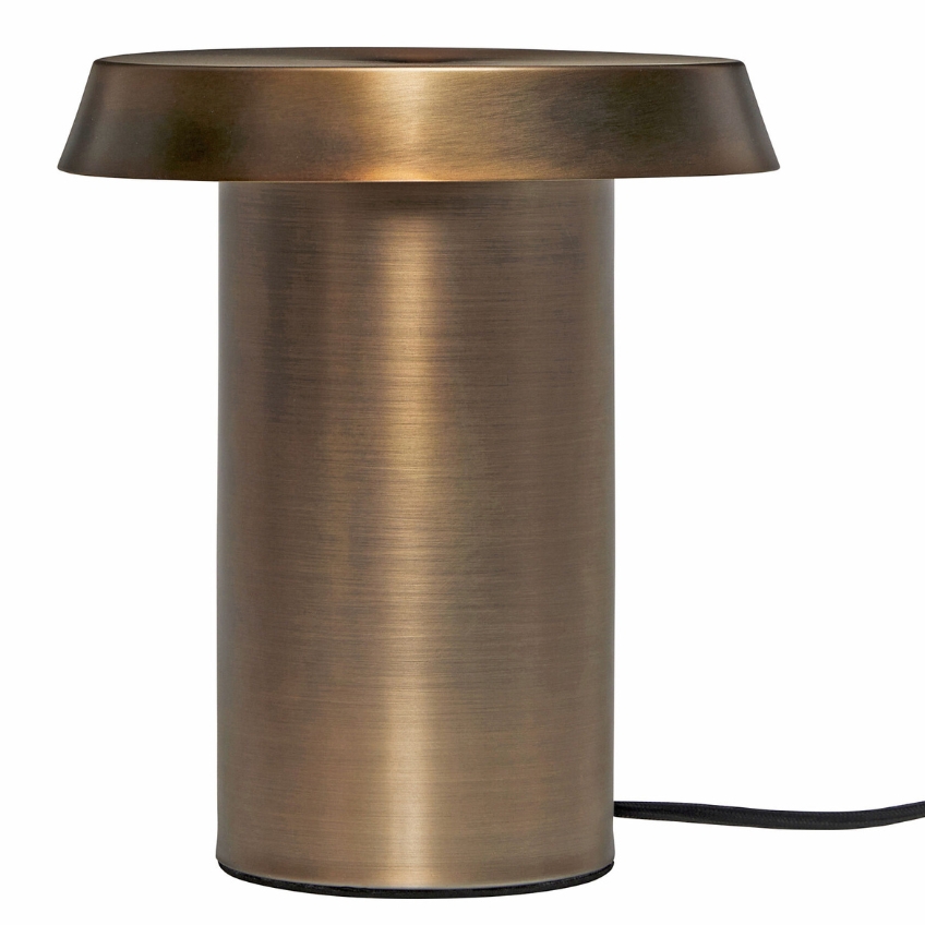Mosazná kovová stolní LED lampa Hübsch Keen