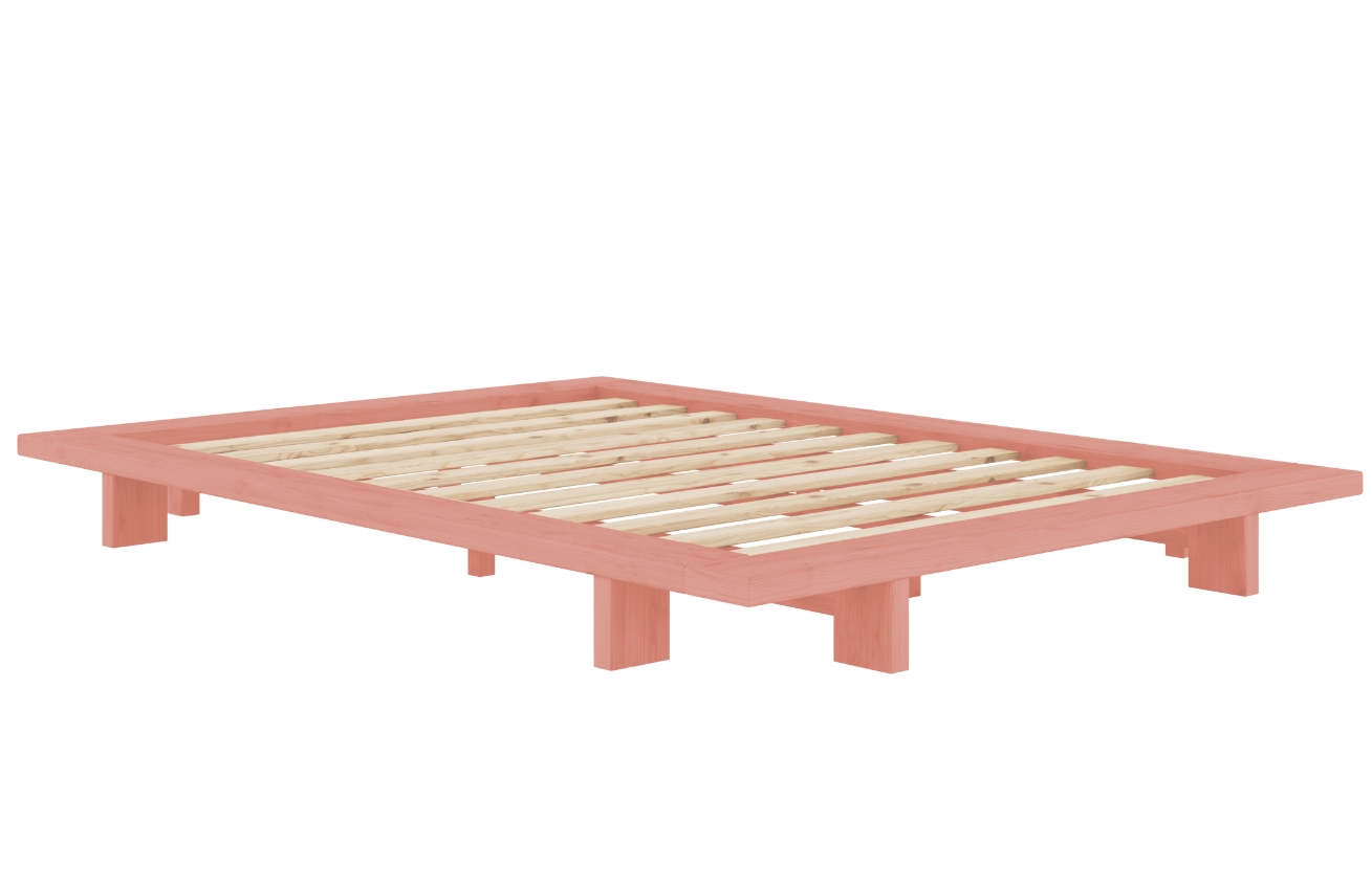 Růžová dřevěná dvoulůžková postel Karup Design Japan 140 x 200 cm