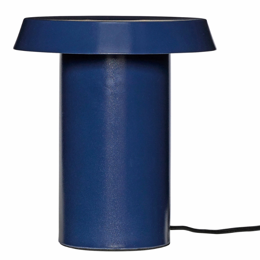 Tmavě modrá kovová stolní LED lampa Hübsch Keen