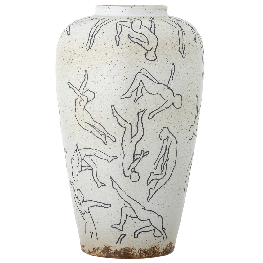 Bílá kameninová váza Bloomingville Adah 34 cm