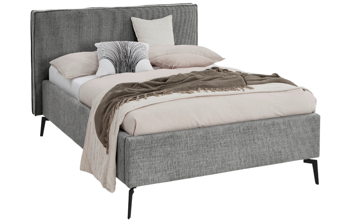 Šedá čalouněná dvoulůžková postel Meise Möbel Riva 140 x 200 cm